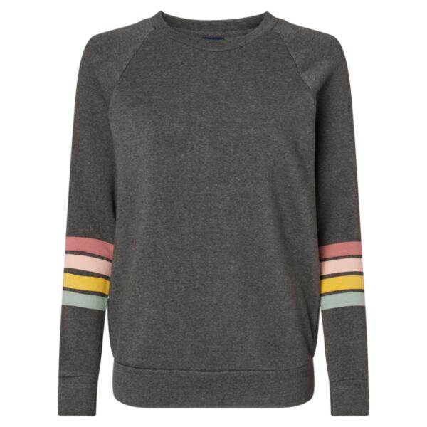 Women's Striped Sleeves Crewneck Sweatshirt Thumbnail