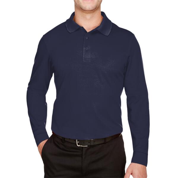 Men's Tall CrownLux Performance® Plaited Long Sleeve Polo Thumbnail