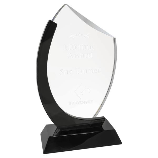 Clear/Black Crystal Slant Oval Thumbnail