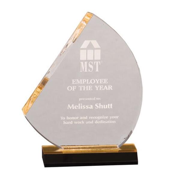 6 1/4" x 7 1/4" Gold Reflection Sail Acrylic with 5 1/2" Gold Mirror Base Thumbnail